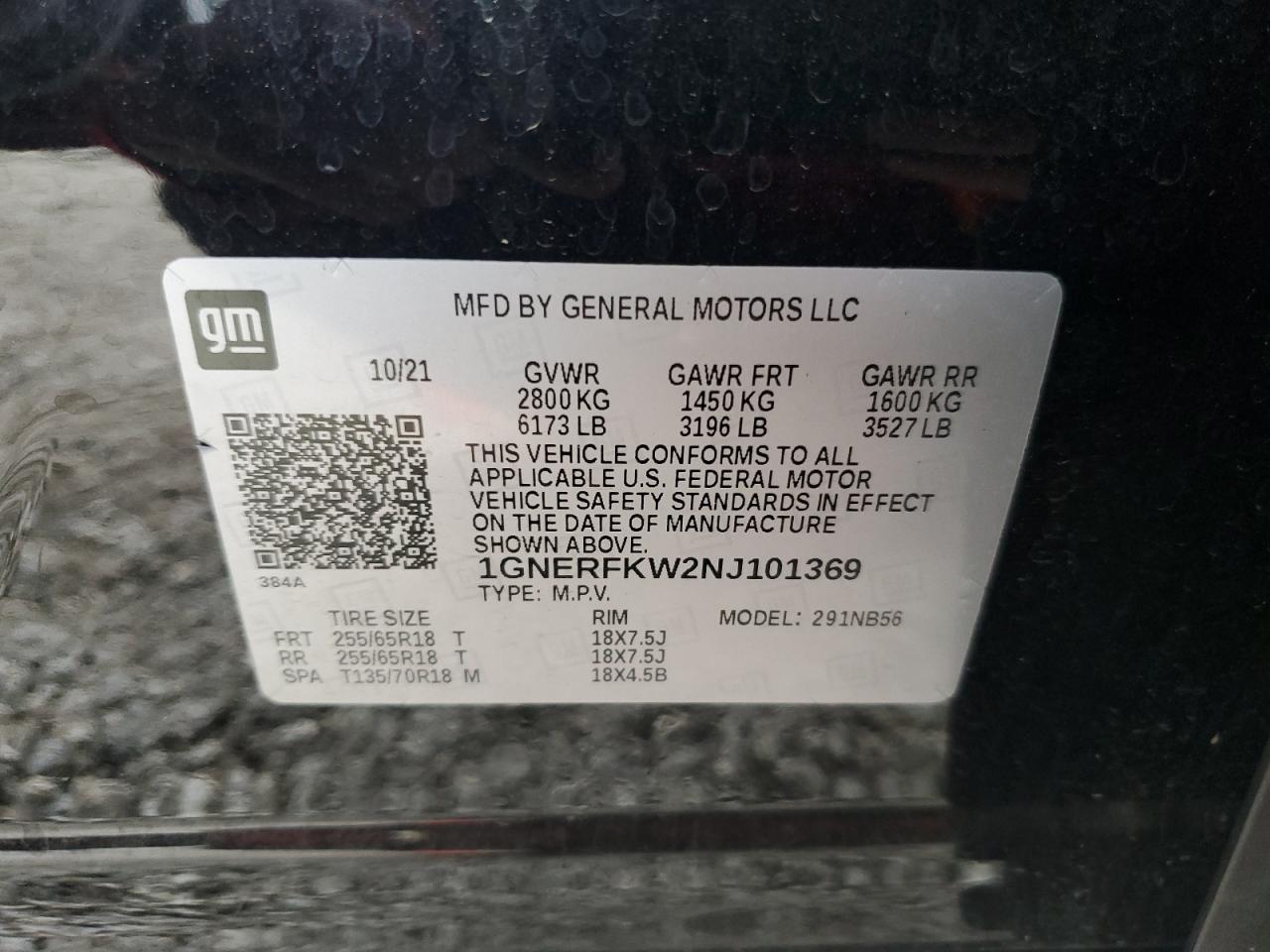 2022 CHEVROLET TRAVERSE LS VIN:1GNERFKW2NJ101369