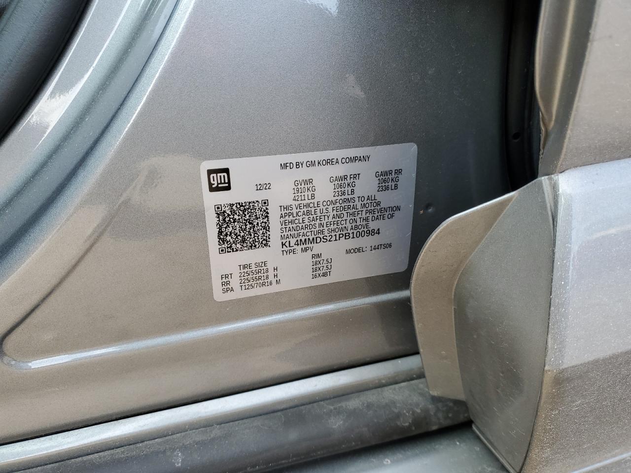 2023 BUICK ENCORE GX SELECT VIN:KL4MMDS21PB100984