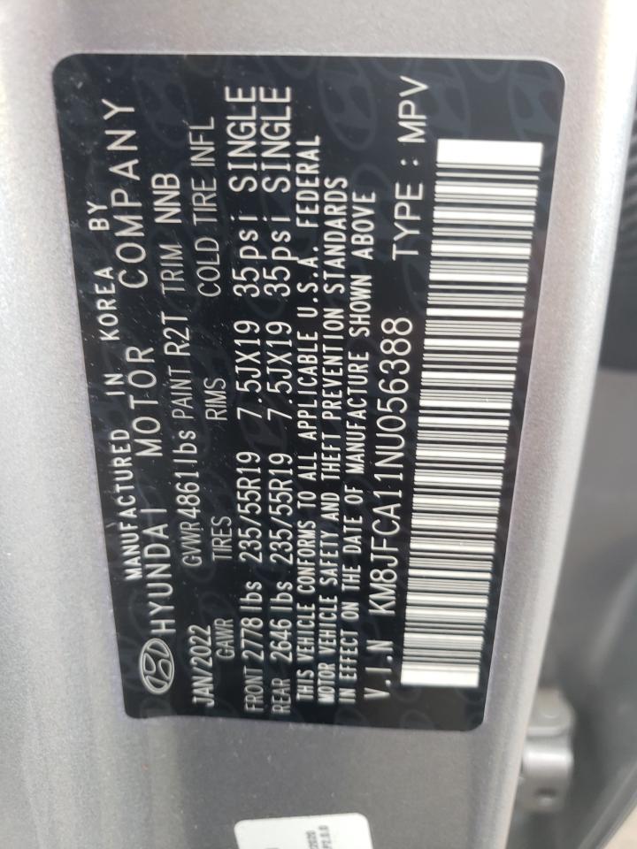 2022 HYUNDAI TUCSON SEL CONVENIENCE VIN:KM8JFCA11NU056388