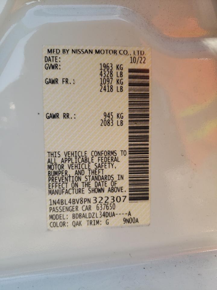 2023 NISSAN ALTIMA S VIN:1N4BL4BV8PN322307