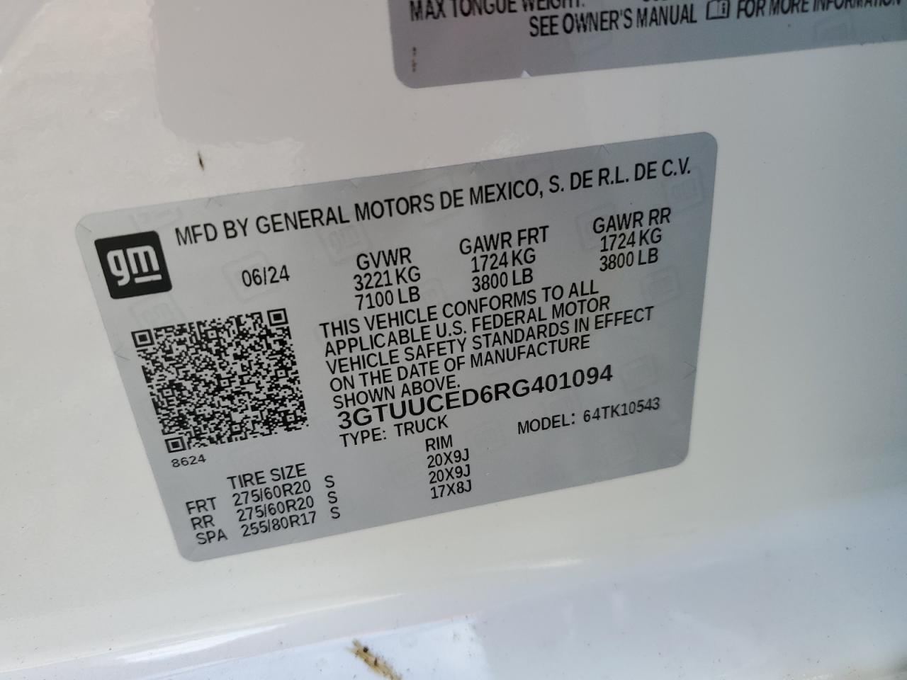 2024 GMC SIERRA K1500 ELEVATION VIN:2FMDK3JCXDBA06216