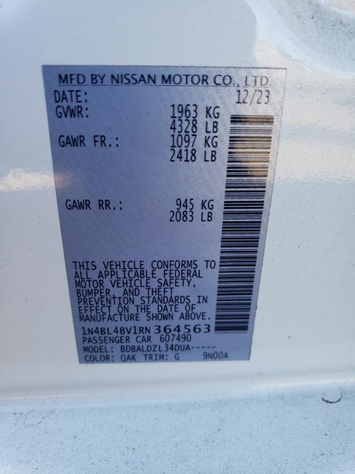 2024 NISSAN ALTIMA S VIN:1N4BL4BV1RN364563