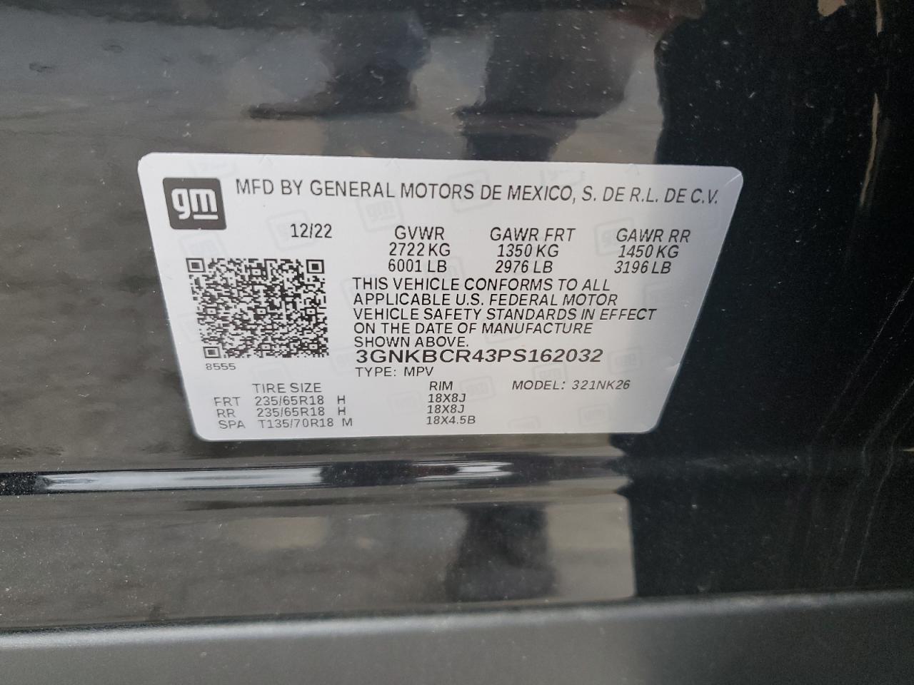 2023 CHEVROLET BLAZER 2LT VIN:3GNKBCR43PS162032