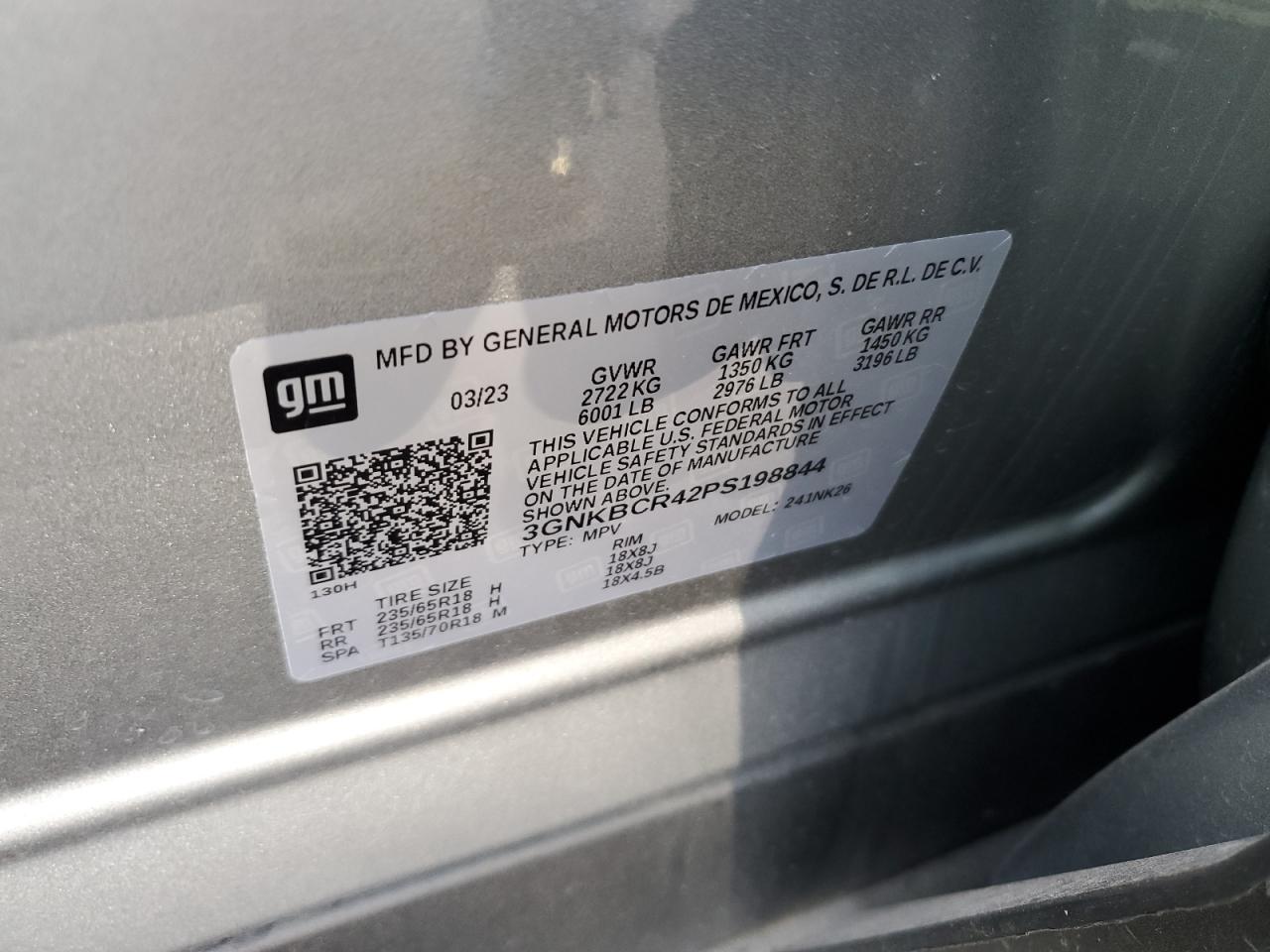 2023 CHEVROLET BLAZER 2LT VIN:3GNKBCR42PS198844