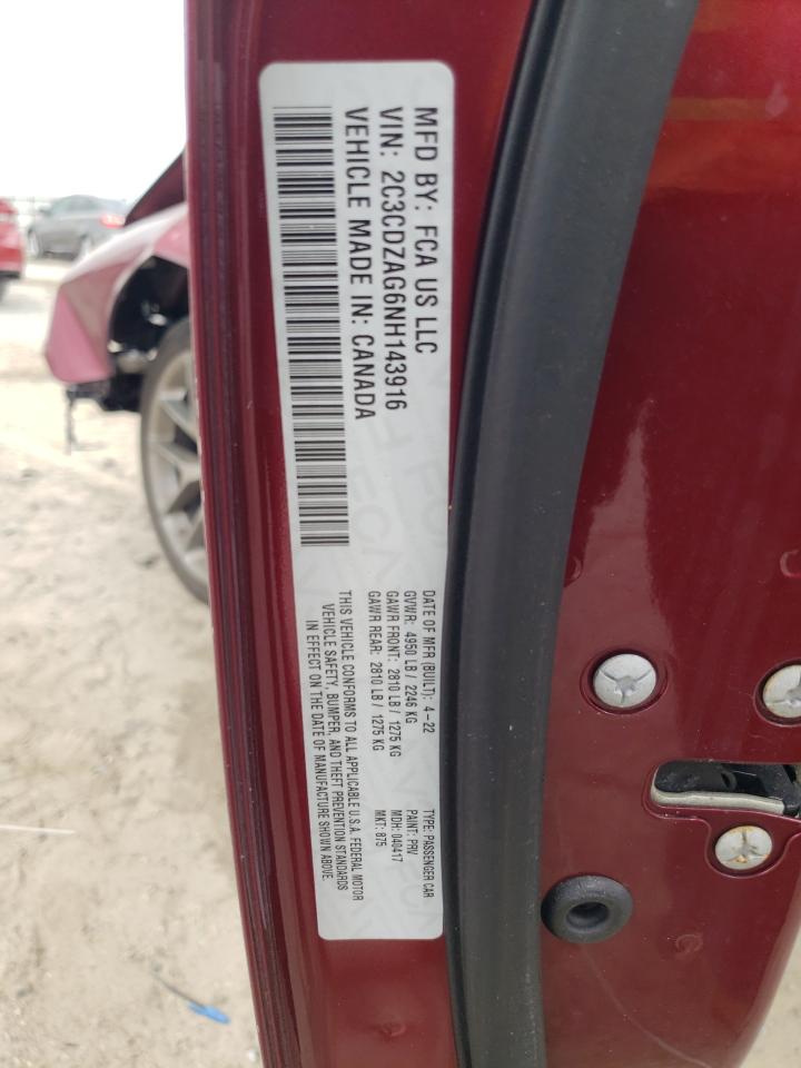 2022 DODGE CHALLENGER SXT VIN:2C3CDZAG6NH143916