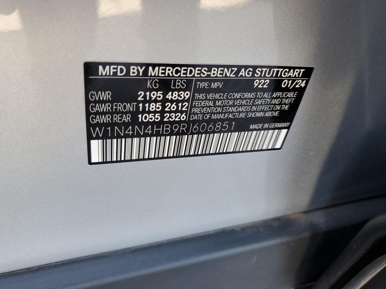 2024 MERCEDES-BENZ GLA 250 4MATIC VIN:W1N4N4HB9RJ606851