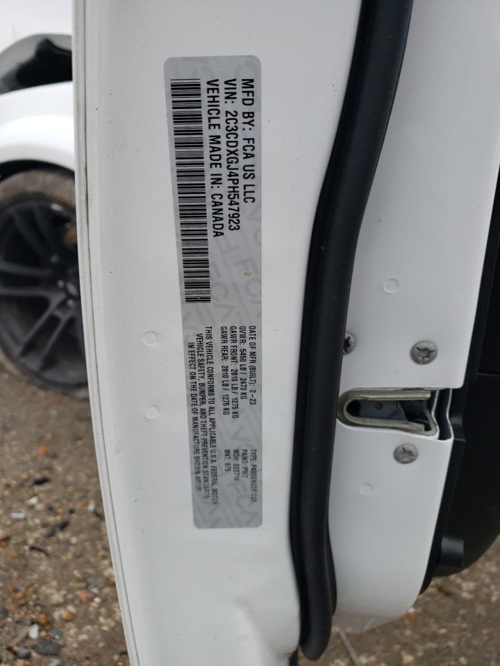 2023 DODGE CHARGER SCAT PACK VIN:2C3CDXGJ4PH547923