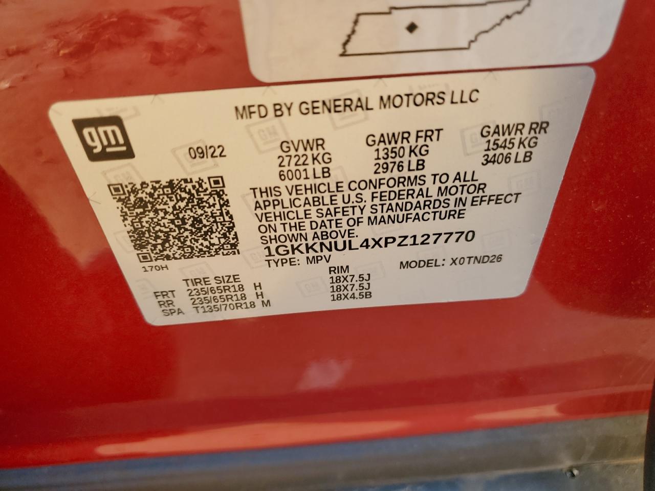 2023 GMC ACADIA SLT VIN:1GKKNUL4XPZ127770