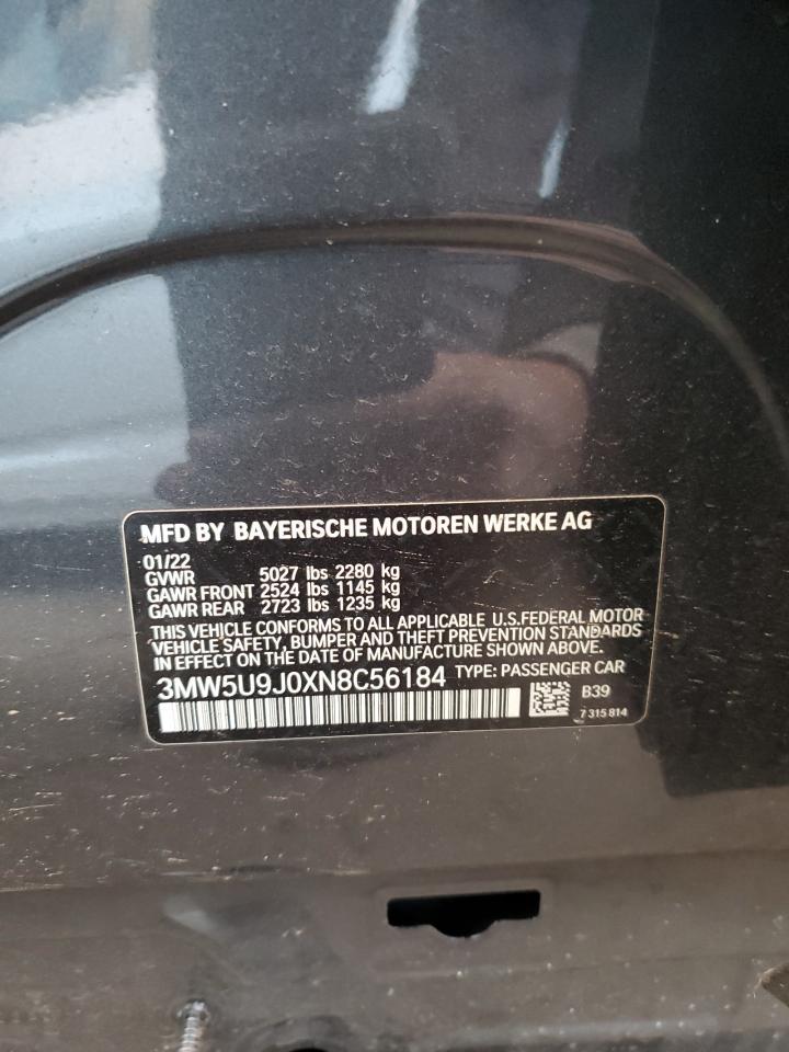 2022 BMW M340XI VIN:3MW5U9J0XN8C56184