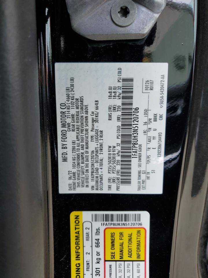 2022 FORD MUSTANG VIN:1FATP8UH3N5120706