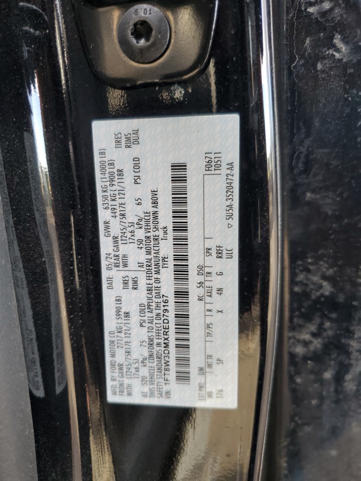 2024 FORD F350 SUPER DUTY VIN:1FT8W3DMXRED79167