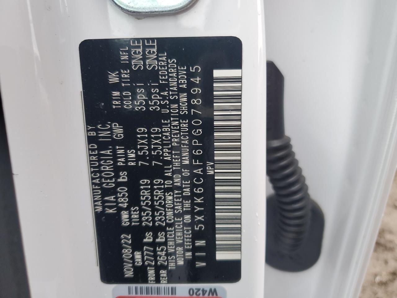2023 KIA SPORTAGE X LINE VIN:5XYK6CAF6PG078945