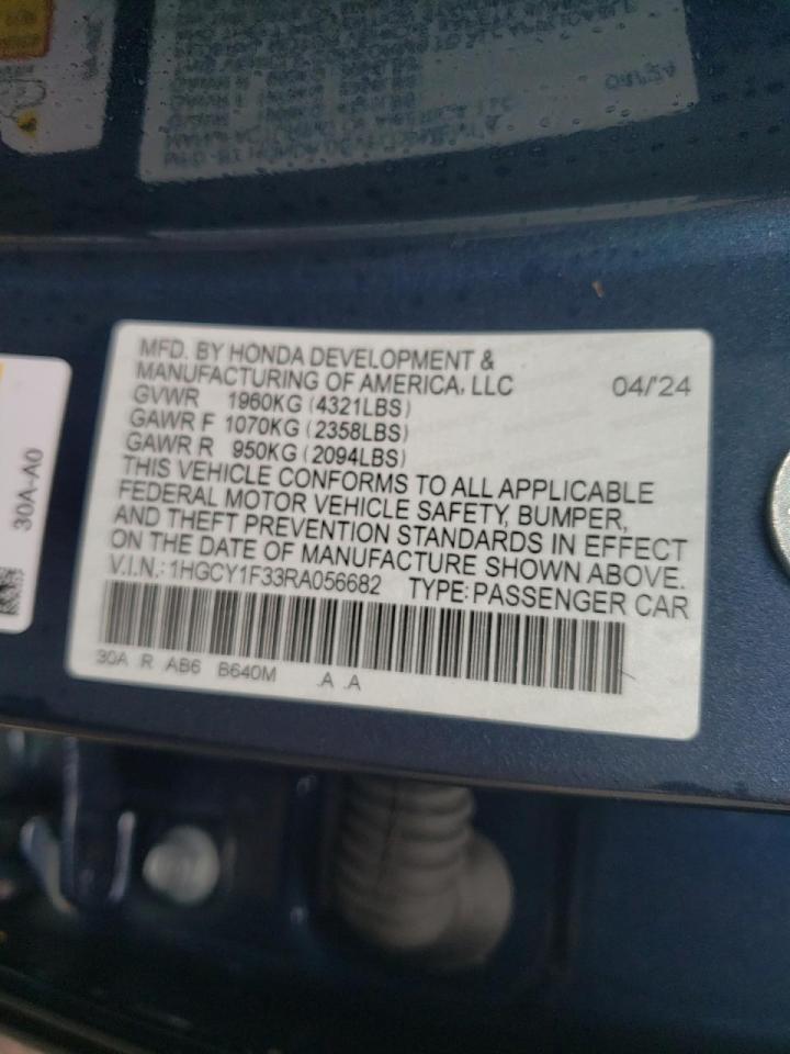 2024 HONDA ACCORD EX VIN:1HGCY1F33RA056682