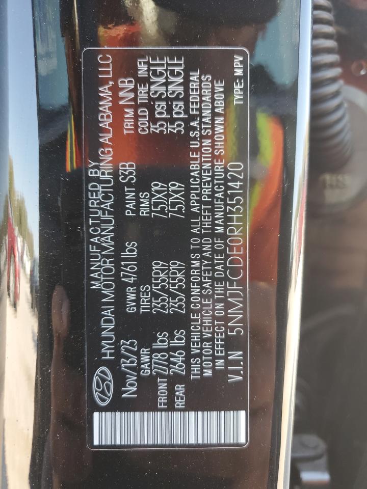 2024 HYUNDAI TUCSON SEL VIN:5NMJFCDE0RH351420