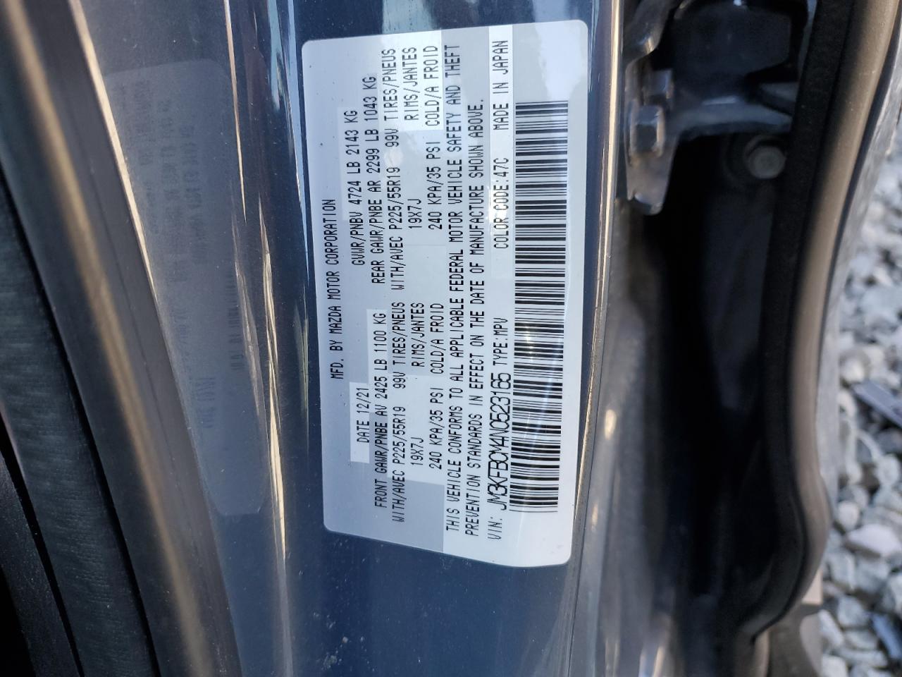 2022 MAZDA CX-5 PREFERRED VIN:JM3KFBCM4N0523165