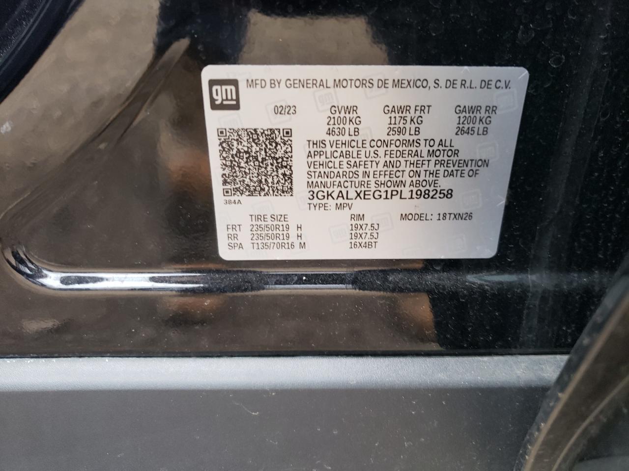 2023 GMC TERRAIN DENALI VIN:3GKALXEG1PL198258
