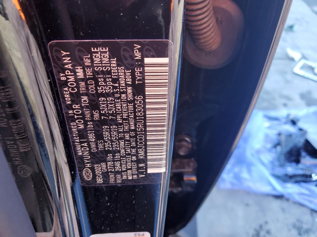 2024 HYUNDAI TUCSON SEL CONVENIENCE VIN:KM8JCCD15RU183056