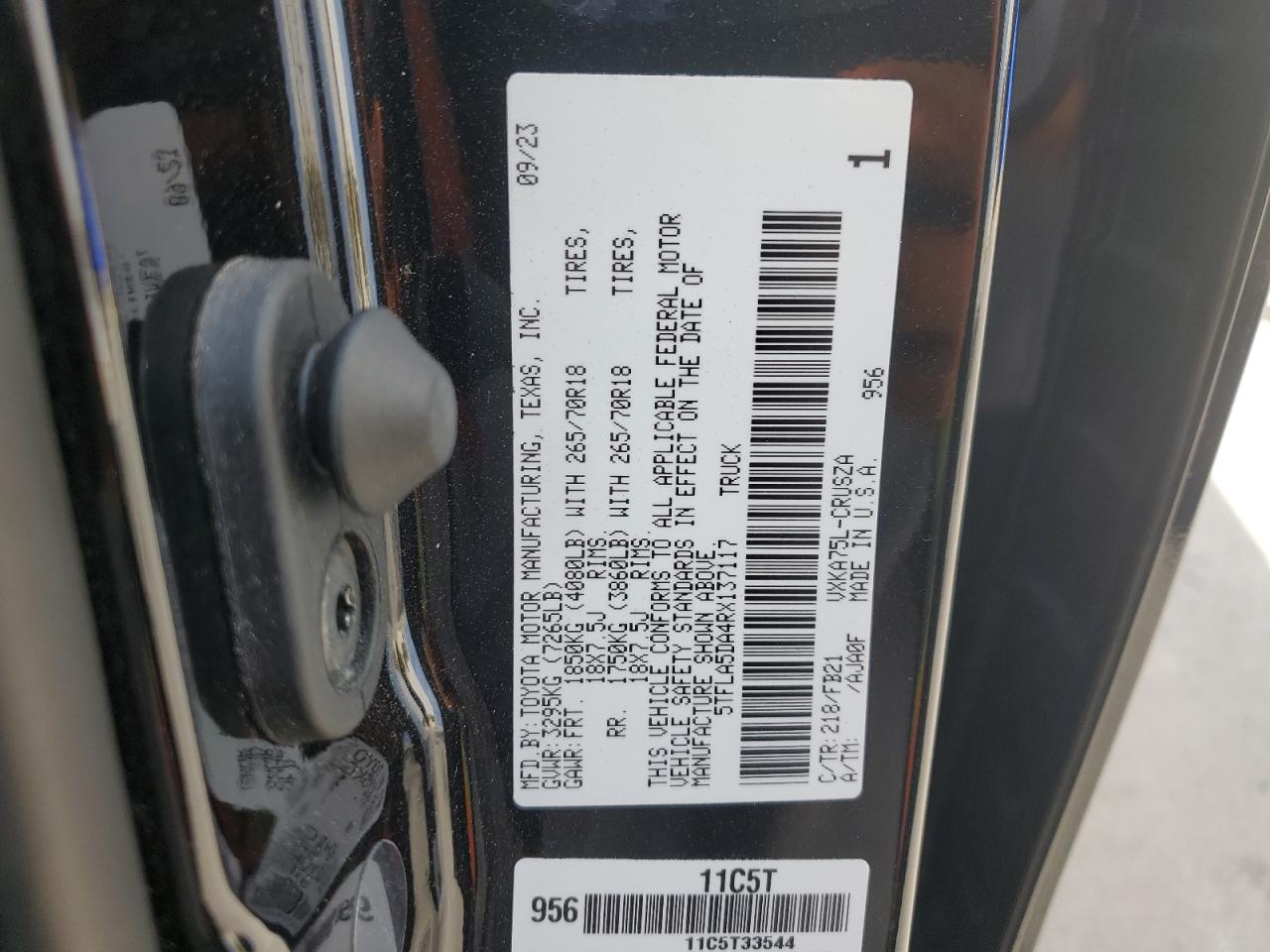 2024 TOYOTA TUNDRA DOUBLE CAB SR VIN:5TFLA5DA4RX137117
