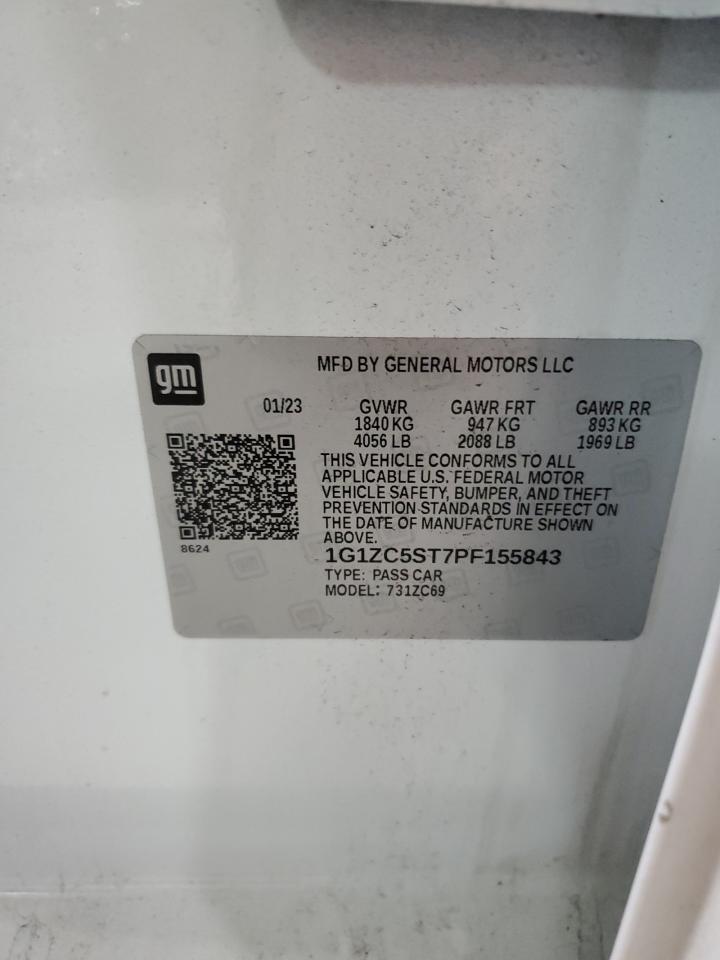 2023 CHEVROLET MALIBU LS VIN:1G1ZC5ST7PF155843