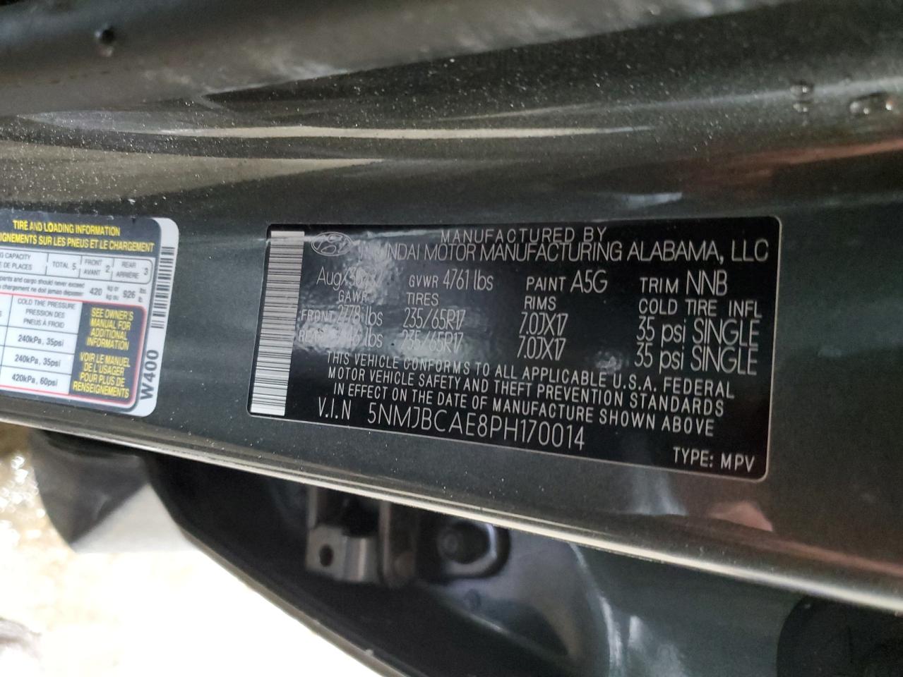 2023 HYUNDAI TUCSON SEL VIN:5NMJBCAE8PH170014