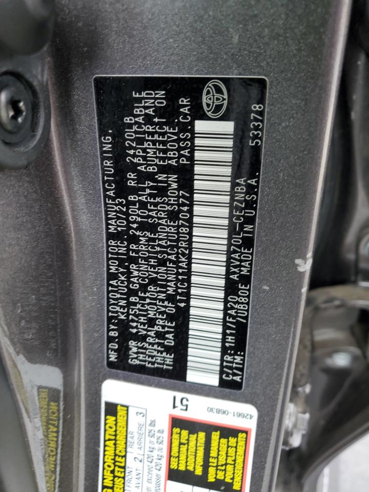 2024 TOYOTA CAMRY LE VIN:4T1C11AK2RU870477
