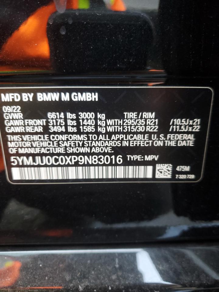 2023 BMW X5 M VIN:5YMJU0C0XP9N83016