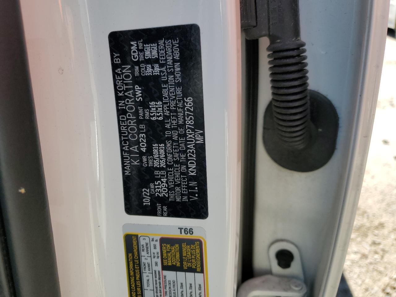 2023 KIA SOUL LX VIN:KNDJ23AUXP7857266