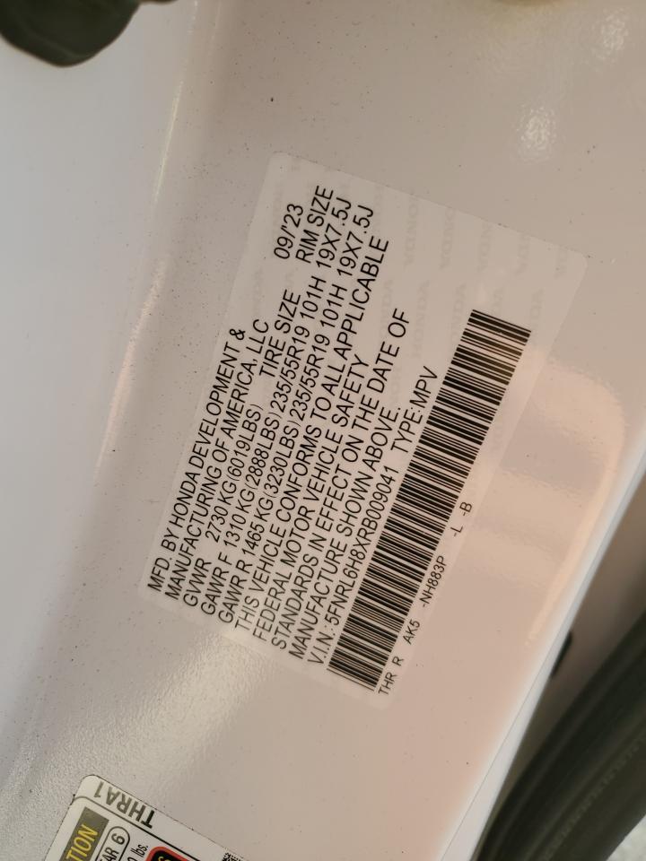 2024 HONDA ODYSSEY TOURING VIN:5FNRL6H8XRB009041