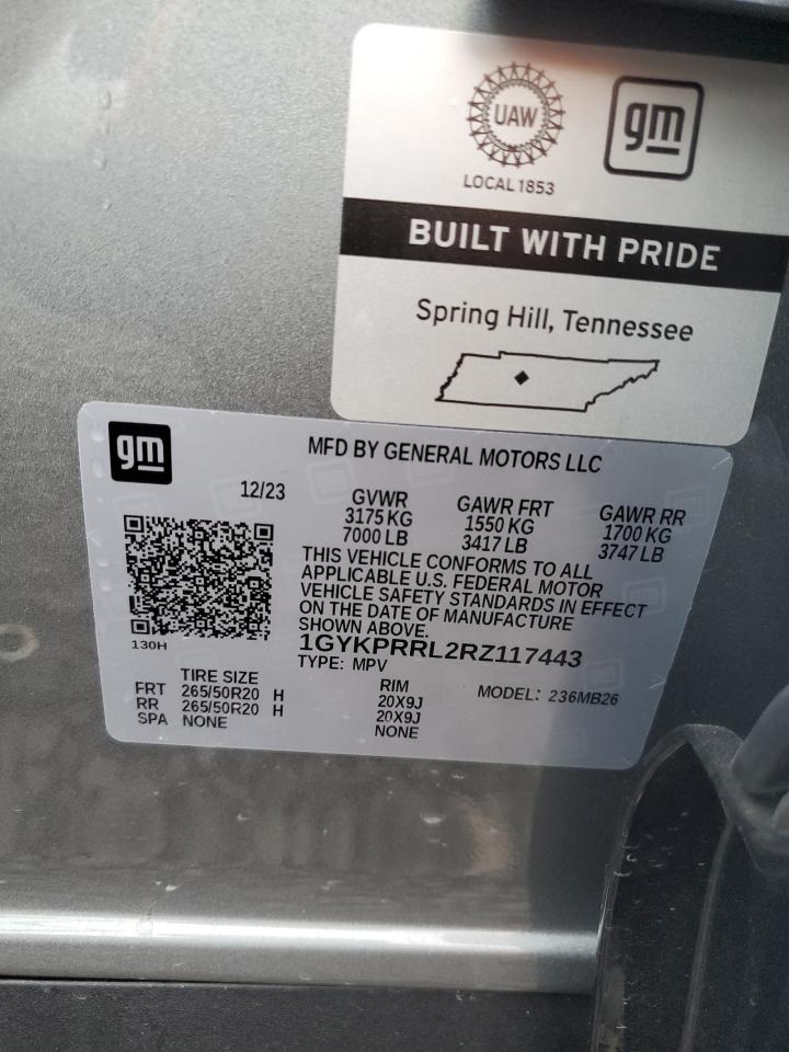 2024 CADILLAC LYRIQ LUXURY VIN:1GYKPRRL2RZ117443