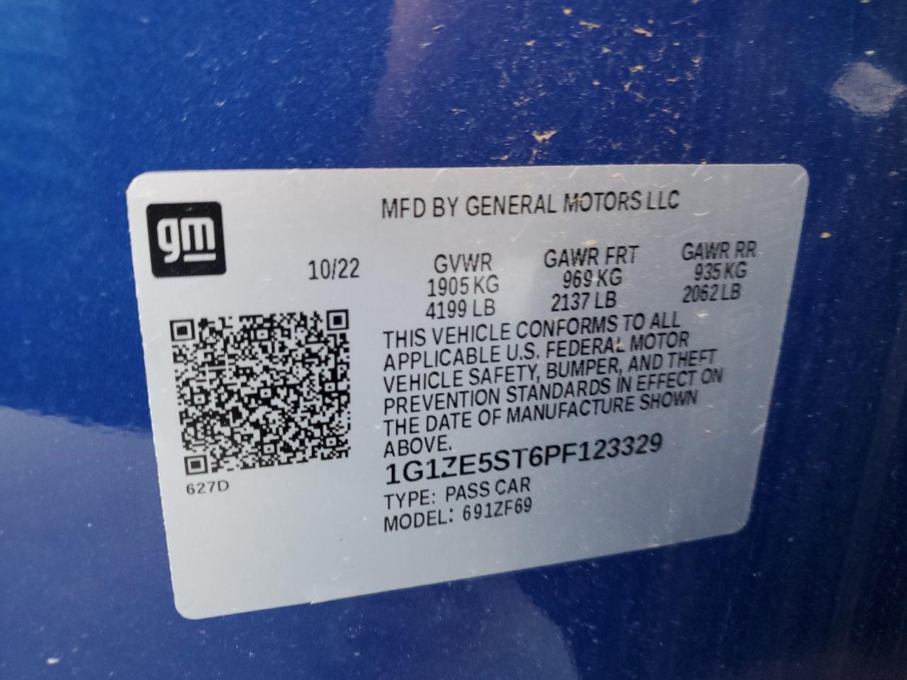 2023 CHEVROLET MALIBU PREMIER VIN:1G1ZE5ST6PF123329