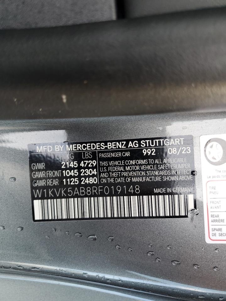 2024 MERCEDES-BENZ SL 43 AMG VIN:W1KVK5AB8RF019148