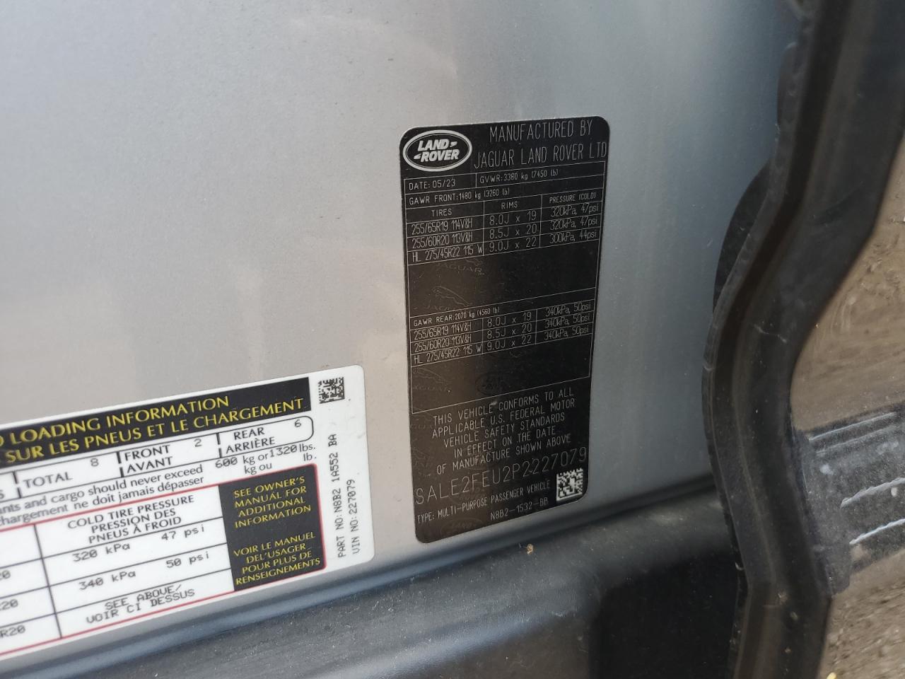 2023 LAND ROVER DEFENDER 130 X-DYNAMIC SE VIN:SALE2FEU2P2227079