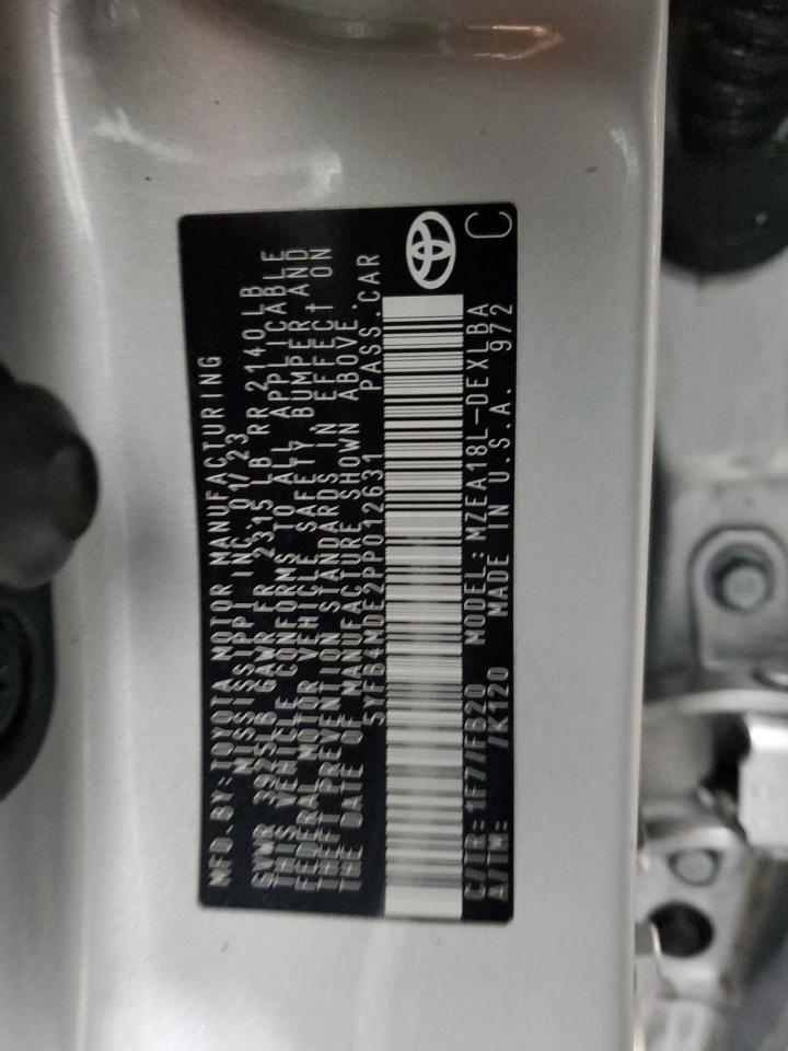 2023 TOYOTA COROLLA LE VIN:5YFB4MDE2PP012631