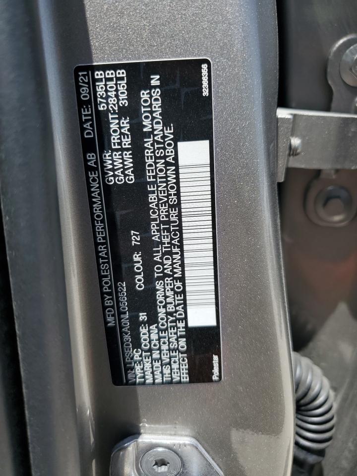 2022 POLESTAR 2 VIN:LPSED3KA0NL056522