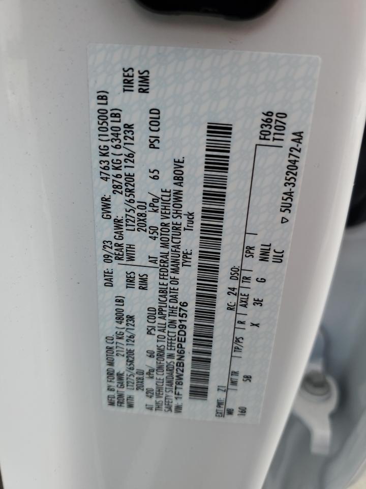 2023 FORD F250 SUPER DUTY VIN:1FT8W2BN6PED91576