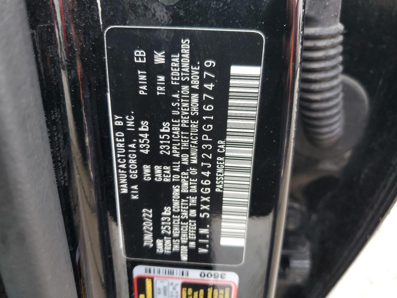 2023 KIA K5 GT LINE VIN:5XXG64J23PG167479