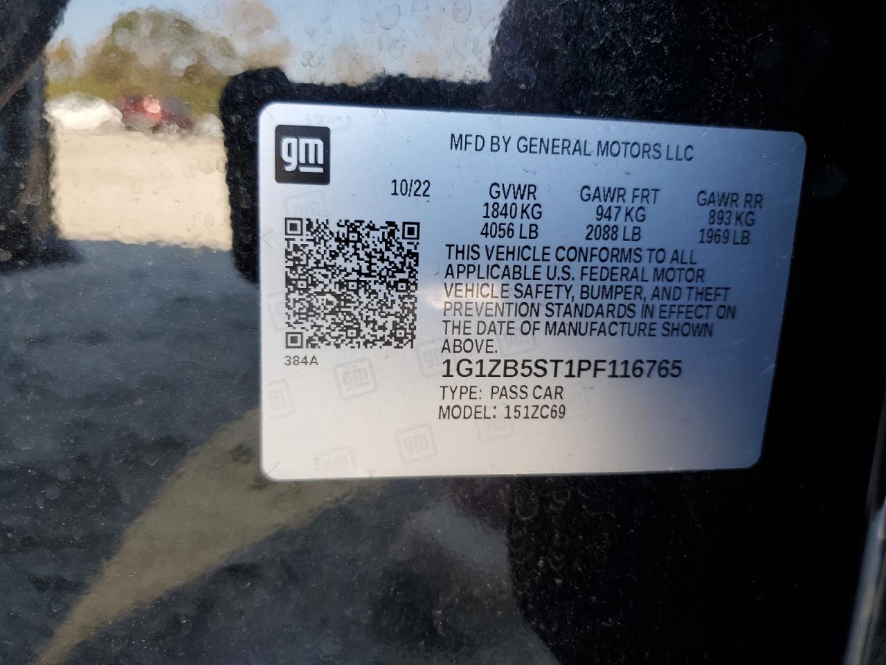 2023 CHEVROLET MALIBU LS VIN:1G1ZB5ST1PF116765