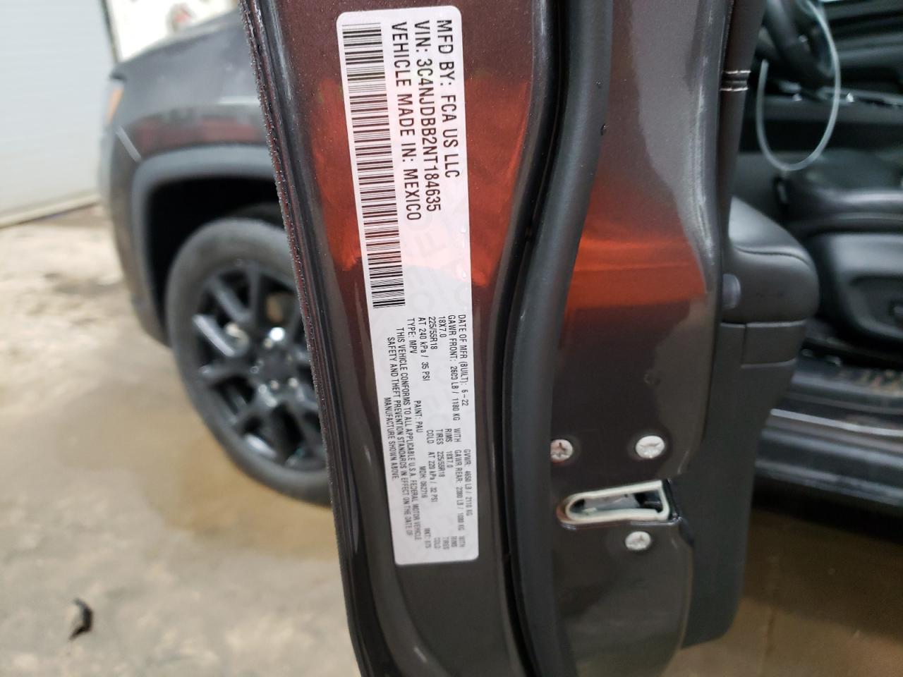 2022 JEEP COMPASS LATITUDE VIN:3C4NJDBB2NT184635