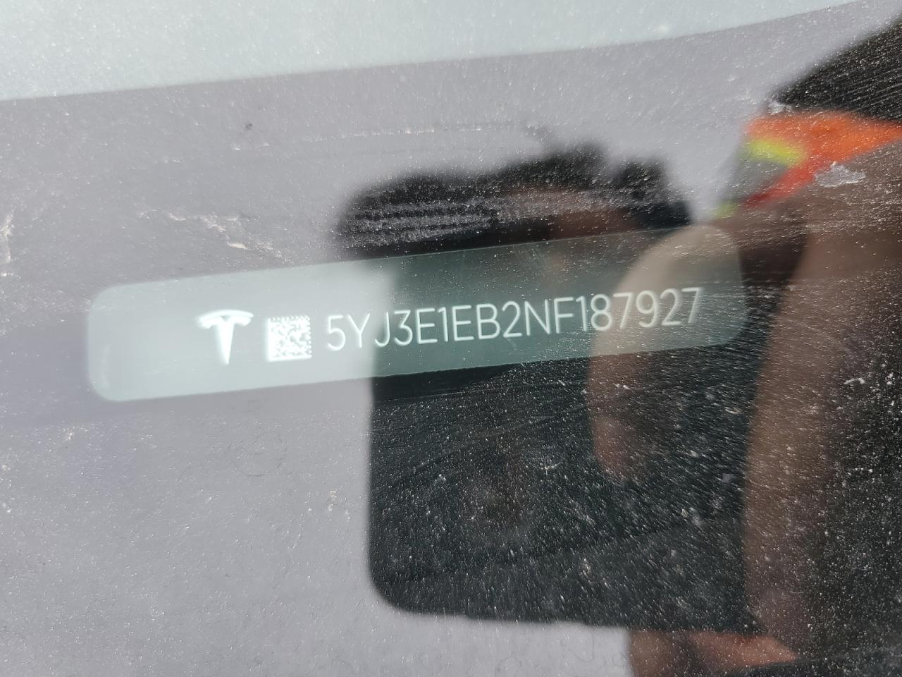 2022 TESLA MODEL 3 VIN:5YJ3E1EB2NF187927