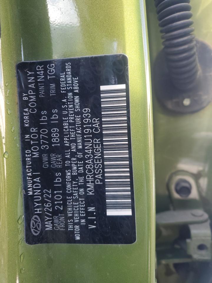 2022 HYUNDAI VENUE SEL VIN:KMHRC8A34NU191939