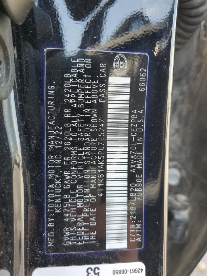 2023 TOYOTA CAMRY XSE VIN:4T1K61AK5PU765247