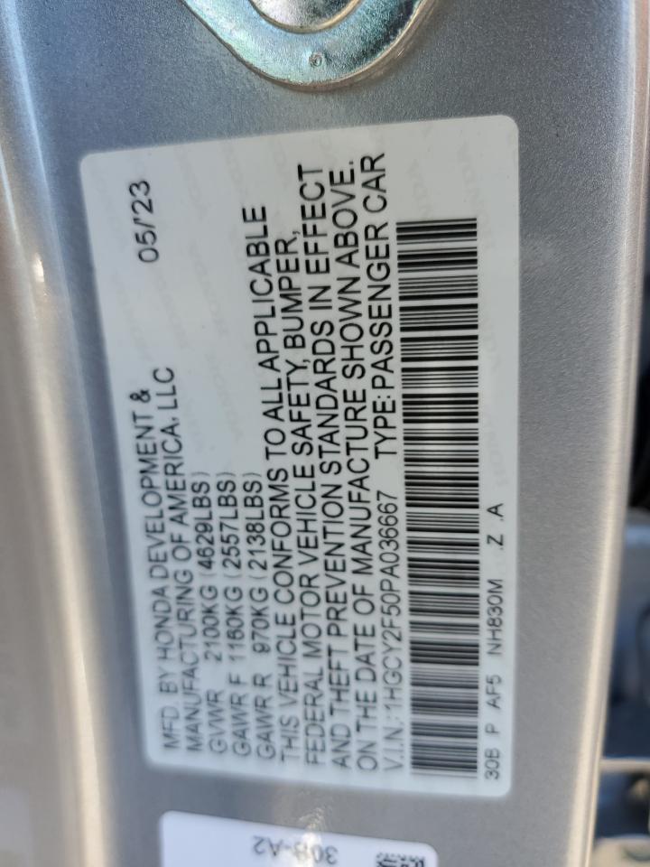 2023 HONDA ACCORD HYBRID SPORT VIN:1HGCY2F50PA036667