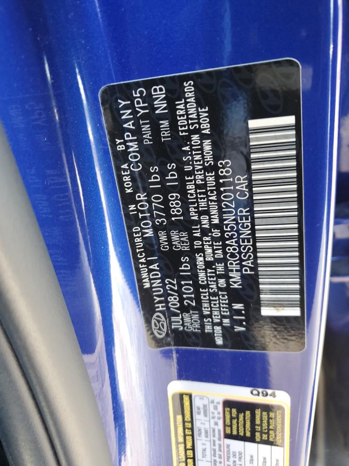 2022 HYUNDAI VENUE SEL VIN:KMHRC8A35NU201183