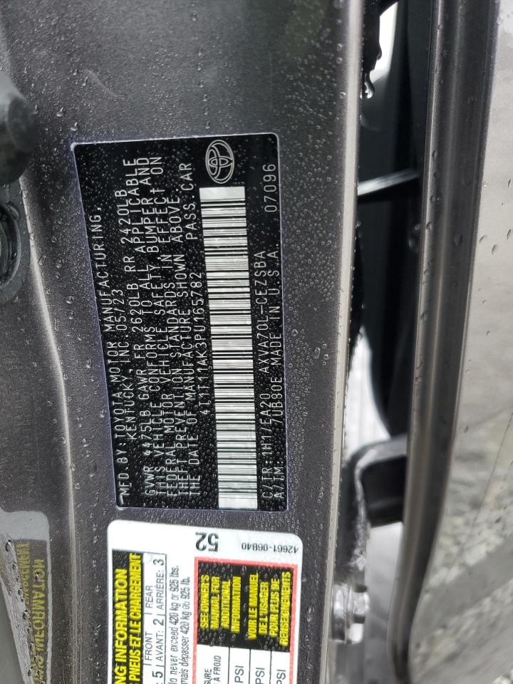 2023 TOYOTA CAMRY SE NIGHT SHADE VIN:4T1T11AK3PU165782