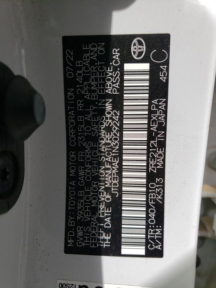 2022 TOYOTA COROLLA LE VIN:JTDEPMAE1N3029242