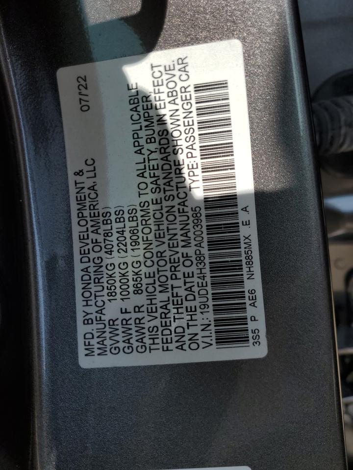 2023 ACURA INTEGRA A-SPEC VIN:19UDE4H38PA003985