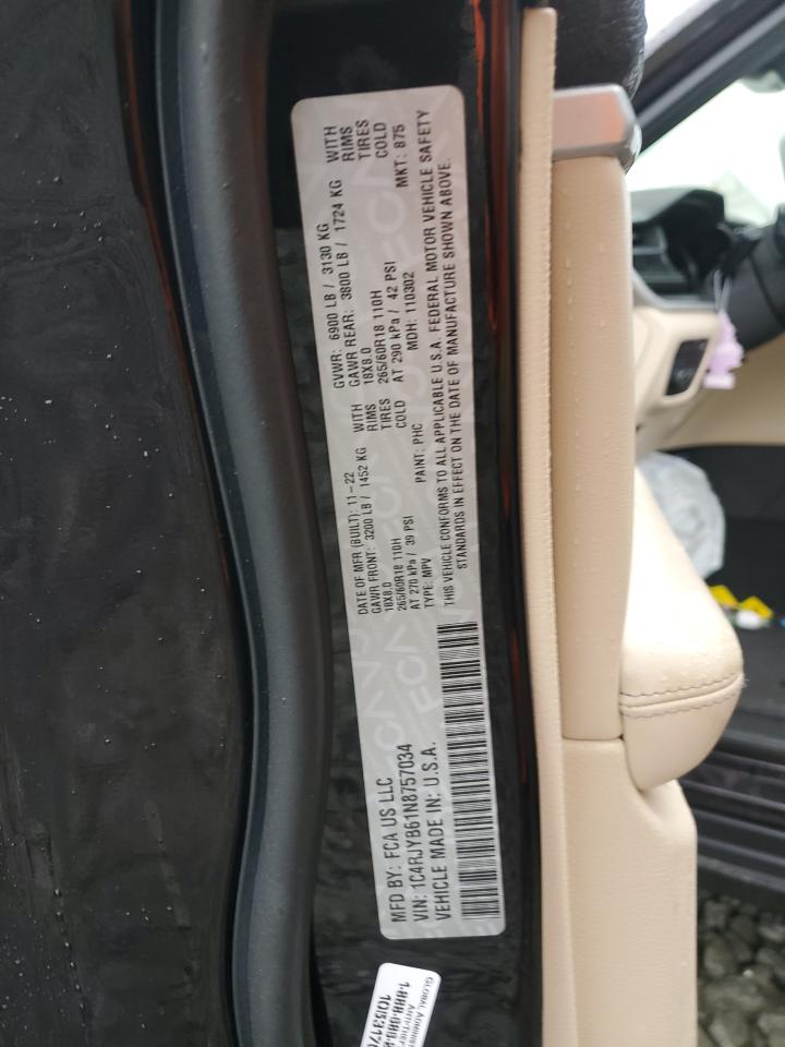 2022 JEEP GRAND CHEROKEE LIMITED 4XE VIN:1C4RJYB61N8757034