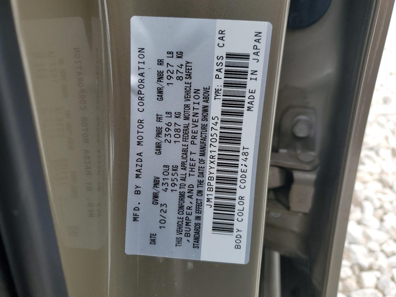 2024 MAZDA 3 CARBON TURBO VIN:JM1BPBYYXR1705745