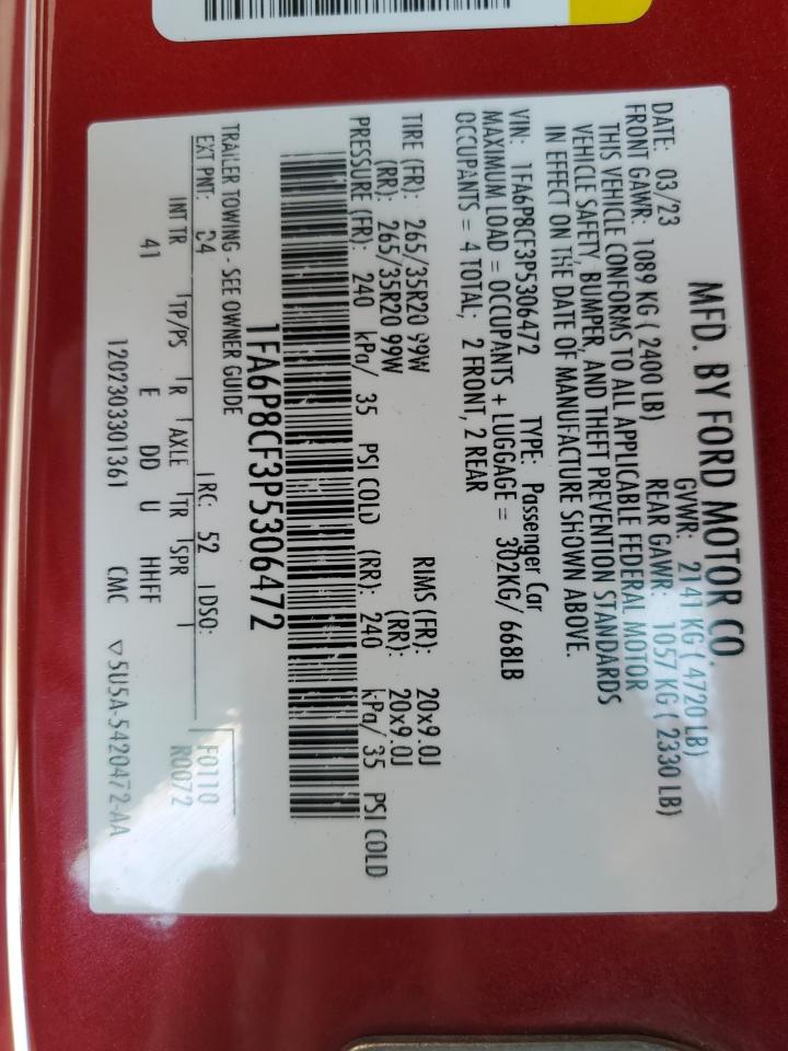 2023 FORD MUSTANG GT VIN:1FA6P8CF3P5306472