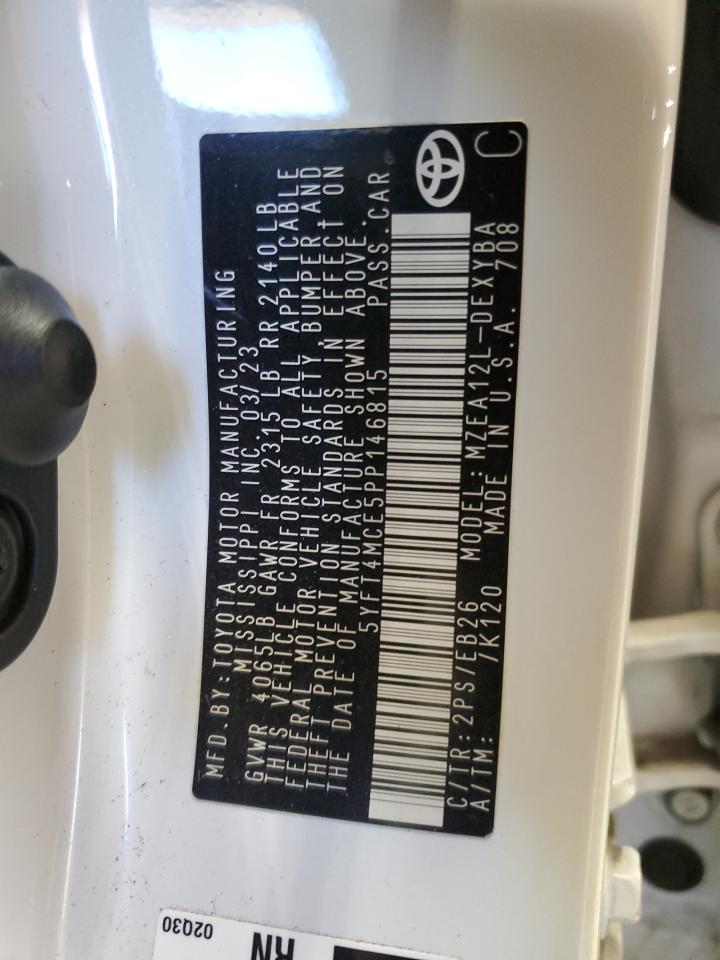 2023 TOYOTA COROLLA XSE VIN:5YFT4MCE5PP146815